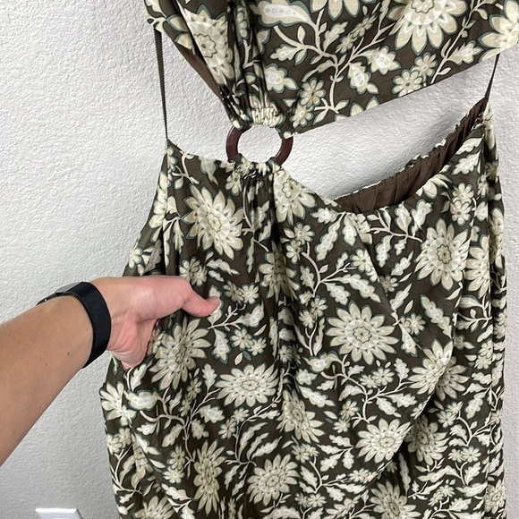 NWT Sir Xanita Floral Asymmetric Cotton Silk Maxi Dress Waist Cut Out Sz AU 4 - Picture 7 of 16